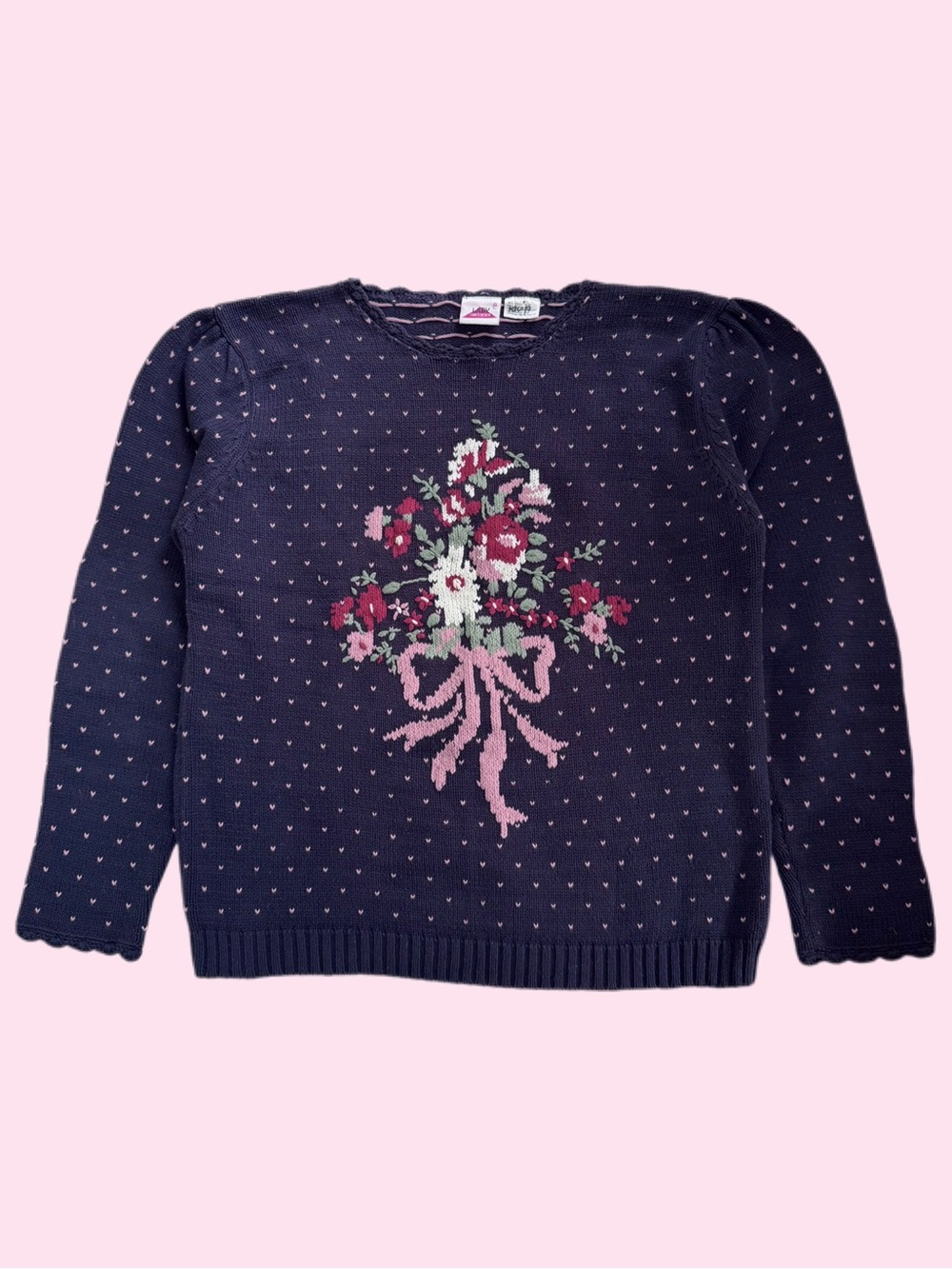 Vintage 90s Lady Footlocker Floral Graphic Knitted Crewneck Cottagecore Large